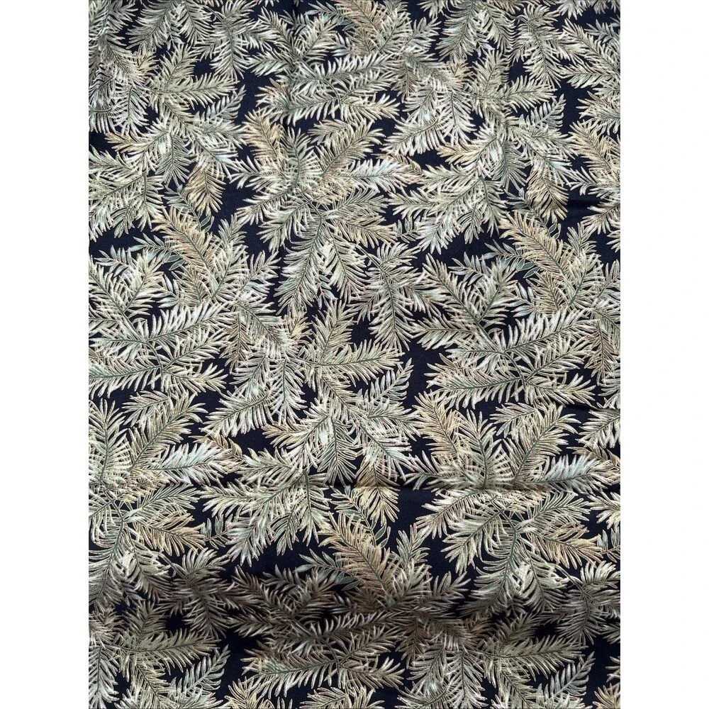 Hoffman Cotton Quilting Fabric Pine Bough Weekend in the Woods 1/2 Yd Gold Trim